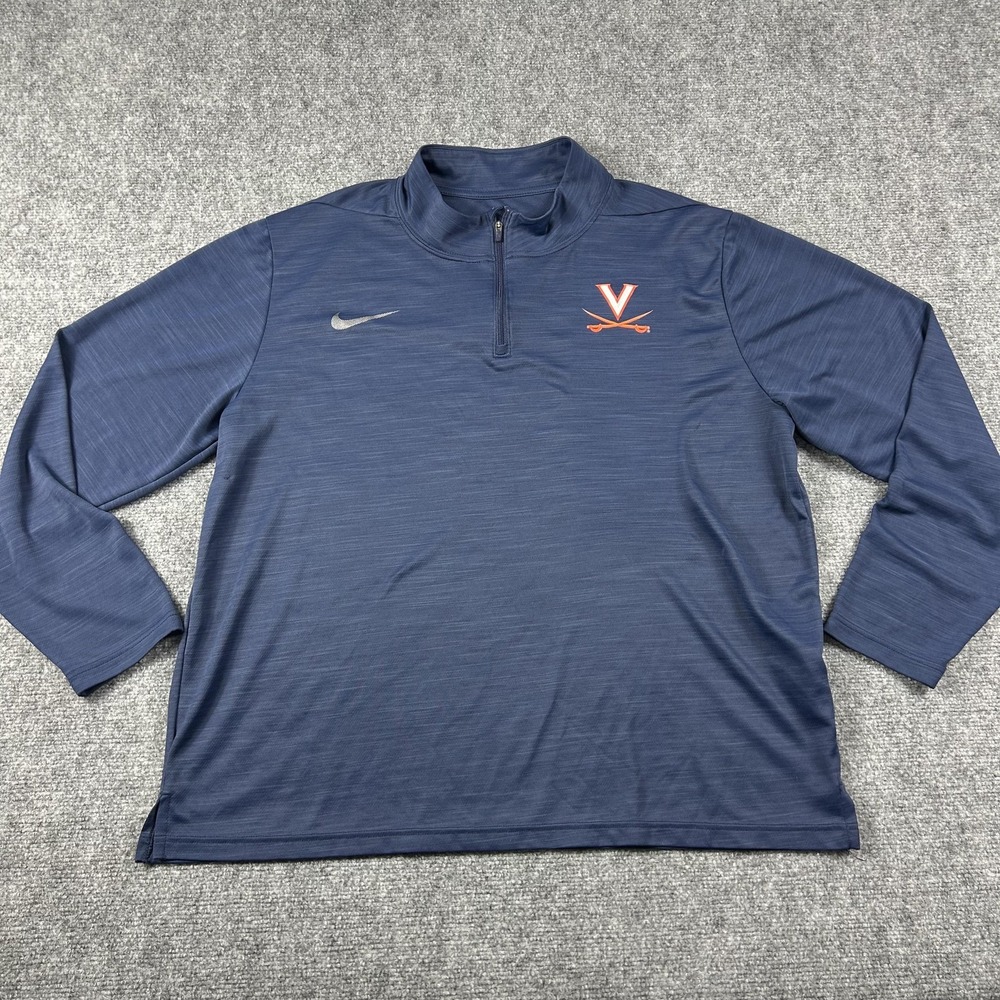 Virginia Cavaliers Sweatshirt Mens Large Blue NCAA Nike‎ Dri Fit Quarter Zip